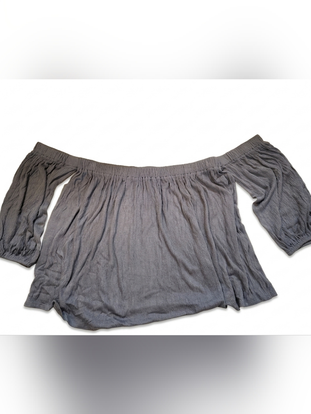 Nwot Ella Moss Crinkle Off-Shoulder Top in Heather Gray Small Feminine Crochet‎